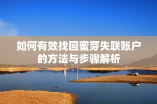 如何有效找回蜜芽失联账户的方法与步骤解析