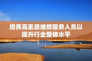 培养高素质维修服务人员以提升行业整体水平