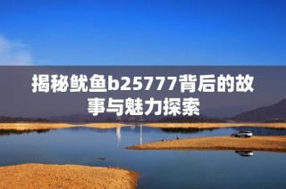 揭秘鱿鱼b25777背后的故事与魅力探索
