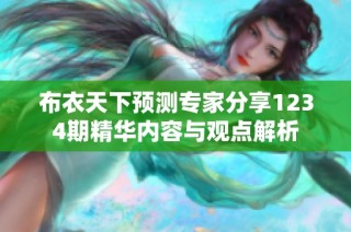 布衣天下预测专家分享1234期精华内容与观点解析