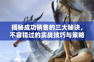 揭秘成功销售的三大秘诀，不容错过的实战技巧与策略