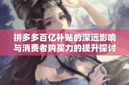 拼多多百亿补贴的深远影响与消费者购买力的提升探讨