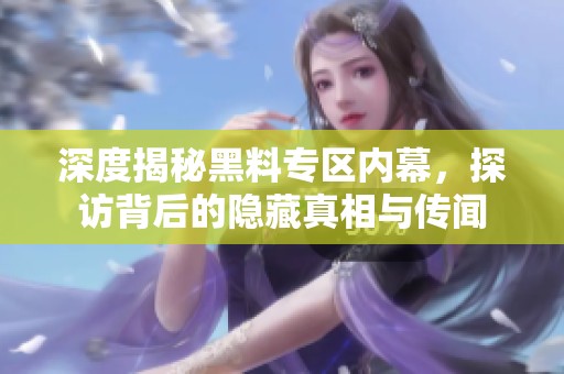 深度揭秘黑料专区内幕，探访背后的隐藏真相与传闻