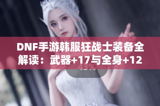 DNF手游韩服狂战士装备全解读：武器+17与全身+12的极致体验