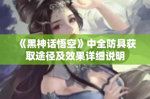 《黑神话悟空》中全防具获取途径及效果详细说明