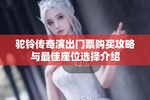 驼铃传奇演出门票购买攻略与最佳座位选择介绍