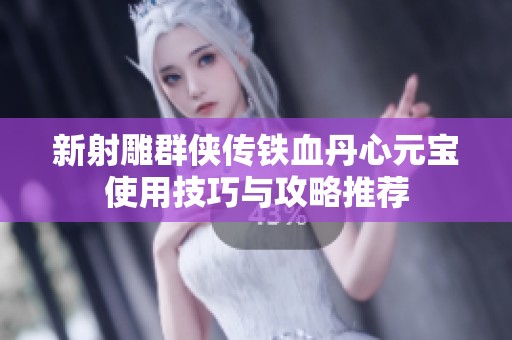 新射雕群侠传铁血丹心元宝使用技巧与攻略推荐