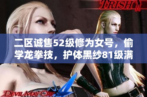 二区诚售52级修为女号，偷学龙拳技，护体黑纱81级满弓术