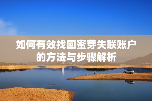 如何有效找回蜜芽失联账户的方法与步骤解析