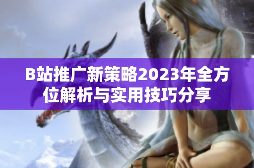 B站推广新策略2023年全方位解析与实用技巧分享