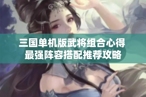 三国单机版武将组合心得 最强阵容搭配推荐攻略